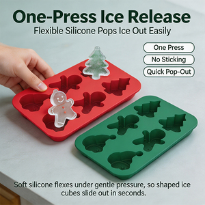 Maßgefertigte 6-Fach Silikon-Eisform Stapelbar mit Eigenem Logo Haushalt DIY Weihnachten Wiederverwendbare Leicht zu Entnehmende Eiswürfelform - Product Image 2