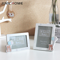 Bingkai Foto Bayi Jinnhome Laris Manis 4x6 Kayu MDF Cetak UV Gambar Beruang Kartun