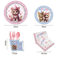 Nouvelles Assiettes, Gobelets, Serviettes et Bannière en Papier Jetables Thème Chat pour Fête d'Anniversaire et Fêtes – Articles de Fête et de Célébration