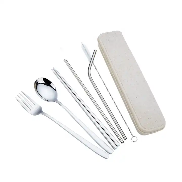 Stainless Steel SUS 304 Outdoor Camping Portable Travel Cutlery Set With  Chopsticks Straw Fork And Spoon In A Case - Buy Stainless Steel SUS 304  Outdoor Camping Portable Travel Cutlery Set With