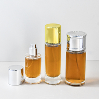 Bouteilles de parfum en verre à sertir sous pression rondes épaisses de 20ml 30ml 50ml vaporisateur atomiseur bouteille de parfum en verre avec couvercle en or