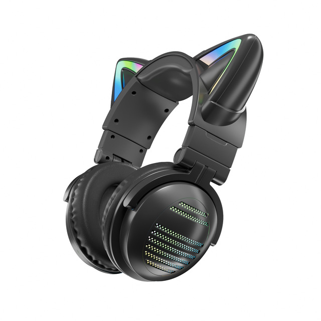 Cat Ear Wireless Gaming Headset Over-ear 5.3 with ANC&RGB Light for PC Laptop E-sports-OEM Custom Logo-Factory Direct