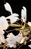 Lustre LED moderne en forme de feuille de Ginkgo, cascade de branches d'arbre, sculpture dorée, idéal pour salon, villa, escalier – Vente directe usine