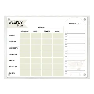 Vendita calda lavagna calendario cancellabile a secco personalizzato per frigo chiaro Planner Planner acrilico Planner lavagna magnetica