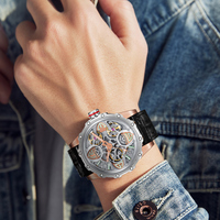 Montre mécanique automatique pour homme de luxe HANBORO, série trèfle à quatre feuilles, boîtier en acier inoxydable, verre, résistance à l'eau 5 BAR