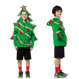 Sweat-shirt à capuche pour enfants, motif sapin de Noël, avec décorations en guirlande étoilée, pour garçons et filles, idéal pour les fêtes de fin d'année - Product Image 1