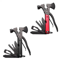Multitool Camping Marteau Hache Randonnée Urgence Survie Multitool 16 en 1 avec Mini Couteau Pliant Scie Tournevis Hachette Plier