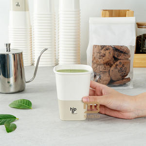 <span class=keywords><strong>Gobelet</strong></span> en <span class=keywords><strong>carton</strong></span> kraft jetable à emporter écologique biodégradable avec logo personnalisé boisson chaude froide thé café carré en papier avec <span class=keywords><strong>distributeur</strong></span> de bavette - Product Image 5