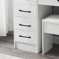 Coiffeuse moderne blanche avec miroir coulissant éclairé par LED, coiffeuse de maquillage avec 5 tiroirs