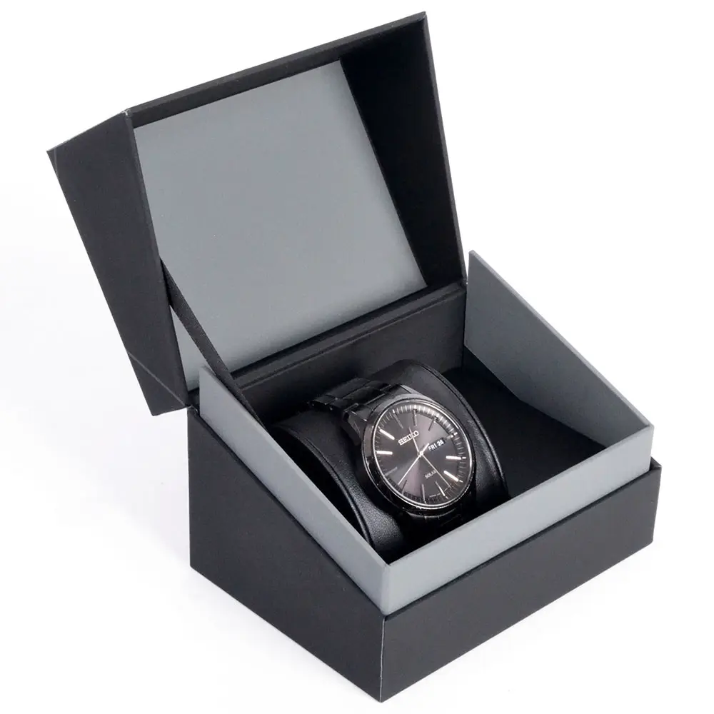 ベストセラー高品質ユニセックス腕時計ギフトボックスOEMカスタムユニークなロゴ時計バンド包装ジュエリーエコ紙箱黒