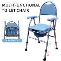 Chaise de toilette pliante 3 en 1 en acier inoxydable, toilette portable pour personnes âgées et handicapées, chaise de douche au chevet, capacité de charge de 150 kg