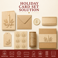 Enveloppe personnalisée de Noël 5x7 pouces avec relief sculpté, cadeau d'entreprise pour les fêtes, en carton recyclé, estampage à chaud 300/350 g/m²
