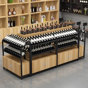 Expositor de Vino Tinto de Doble Cara Personalizado YUMEI, de Acero y Madera de Alta Calidad para <span class=keywords><strong>Supermercado</strong></span>, Ajustable, Duradero, con Acabado de Esmalte Horneado - Product Image 5