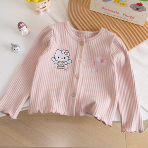 Cardigan en tricot côtelé pour <span class=keywords><strong>fille</strong></span>, imprimé chat KT, mignon et doux, pour l'automne, <span class=keywords><strong>3</strong></span>-8 <span class=keywords><strong>ans</strong></span> - Product Image 5