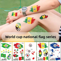Autocollants de tatouage temporaires à transfert d'eau, imperméables, style dessin animé, drapeau national, ethnique, pour le football et les événements sportifs