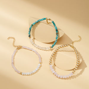 สร้อยข้อมือลูกปัดหินธรรมชาติทรงเหลี่ยมเล็กๆ สไตล์เกาหลี น่ารัก ประณีต ทำจากคริสตัลแท้ สำหรับผู้หญิง เสริมสร้างมิตรภาพ - Product Image 3