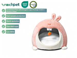 Personalizado bastante lindo conejo forma rosa gato <span class=keywords><strong>cueva</strong></span> cama simple mascota perro cama relajante con cojín extraíble - Product Image 1
