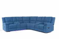 Canapé d'angle moderne inclinable électrique en forme de L, 5 places, avec port USB, éclairage LED, console, pour salon, en tissu et bois, avec fonction massage