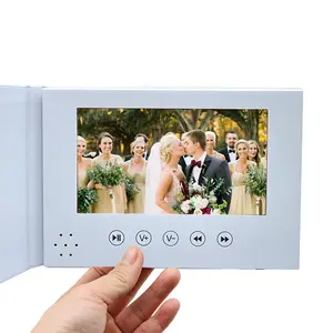 Bianco 7 pollici IPS Display HD schermo Lcd copertina rigida vuoto invito a nozze Video Brochure di auguri per la pubblicità