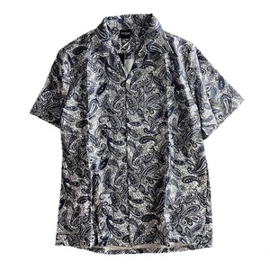 Sommerliches, dünnes, ethnisches Retro-Strickhemd mit Blumenmuster für Herren und Damen – Lässiges, locker sitzendes Hemd aus Polyester/Baumwollmischung mit Umlegekragen - Product Image 3