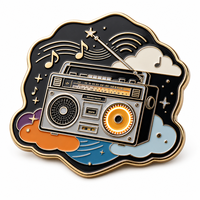 Broches personnalisées en émail souple style rétro vintage avec motifs notes de musique, amour et animaux pour la Fête Nationale et les cadeaux de la Saint-Valentin