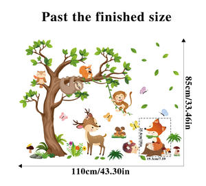<span class=keywords><strong>Stickers</strong></span> muraux amovibles arbre animal de <span class=keywords><strong>jungle</strong></span> école maternelle enfants - Product Image 6