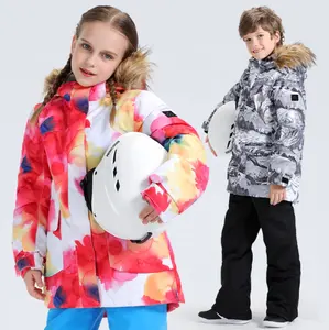 Giacca impermeabile calda con cappuccio di alta qualità cappotto e abbigliamento per bambini tuta da sci invernale da neve per neonato