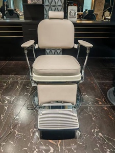 Sillón de Barbería Contemporáneo de Cuero Sintético con Bomba Hidráulica, Altura Ajustable y Base Redonda para Uso en Salón - Product Image 5