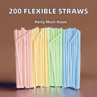 Pailles jetables flexibles à rayures colorées, pailles en plastique colorées pour les fêtes, les mariages, l'usage quotidien