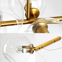 Lustre rectangulaire à 8 lumières Magic Bean Molecular Bubble, luminaire suspendu en verre pour salon, économie d'énergie, blanc chaud 2700K