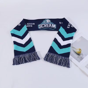 Fabricante logotipo personalizado 100% acrílico deportes bufanda con borlas equipo <span class=keywords><strong>de</strong></span> fútbol liso recuerdo animando ventiladores bufanda con bordado - Product Image 4