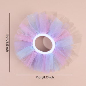 2 Pezzi Elastici per Capelli in Rete di Nylon Arcobaleno Pastello, Tulle Sfumato a Strati, per Coda di Cavallo e Scrunchie da Ragazza - Product Image 5