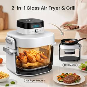 Friteuse à air et grill 2-en-1 grande capacité en verre, 7QT, avec bol transparent, four numérique - Product Image 1