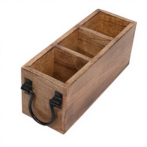 Customized Shape Luxury Natural Wooden Vintage Adjustable Multifunctional Caddy Cutlery Holder for Home Hotel Kitchenware - Product Image 1