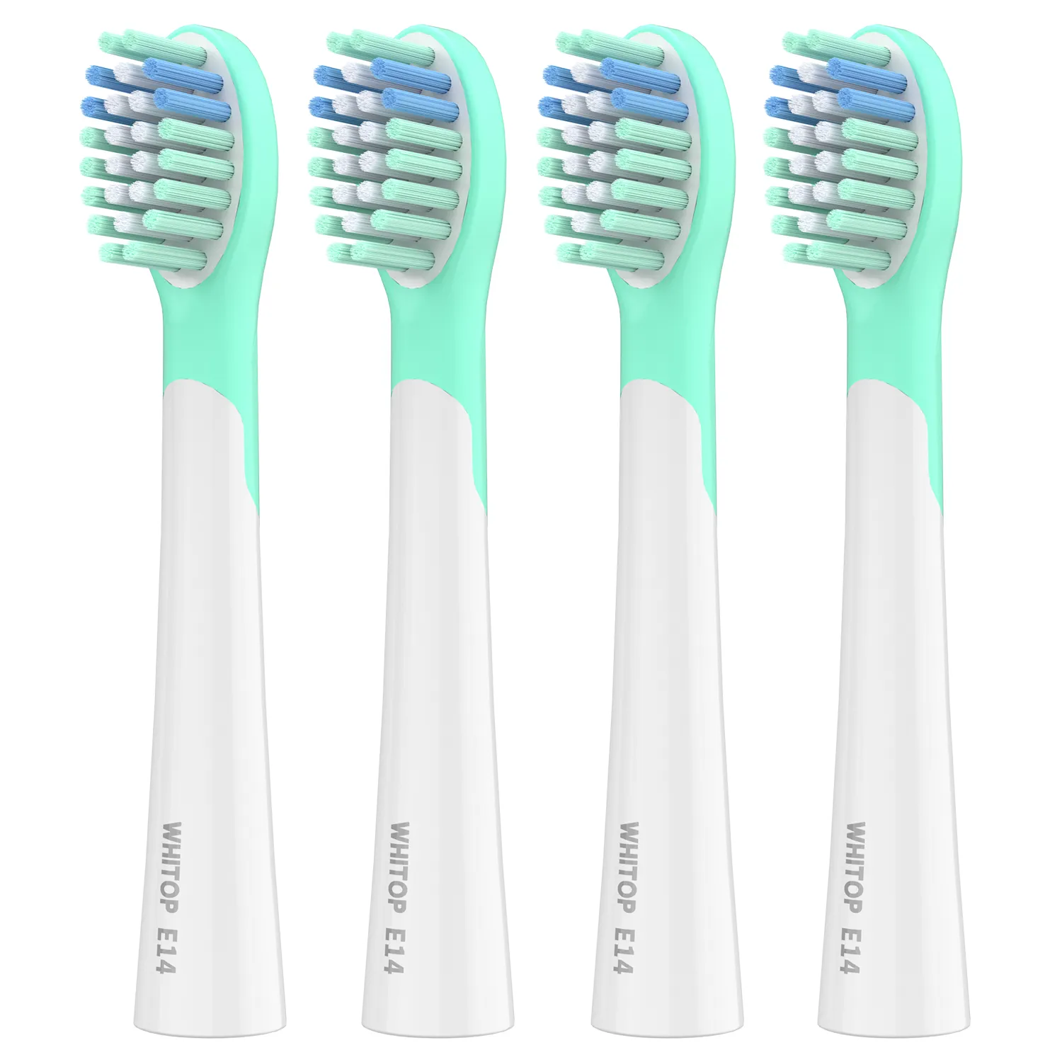 WHITOP Kids Sonic Electric Toothbrush Replacement Brush Heads for Children Gentle Cleaning Type Bristles 4 Pack E14 Green