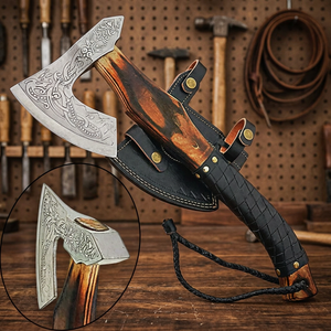 OEM Handmade High-Carbon Steel Tomahawk <b>Axe</b> | Hand-Forged Battle <b>Axe</b> with Oil-Polished Ash Wood <b>Handle</b> Survival Hatchet - Product Image 2