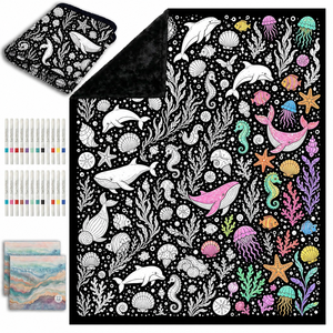 Wholesale <strong>Halloween</strong> Soft Sherpa Fleece Wearable <strong>Blanket</strong> Color Fill Doodle Cartoon Pattern for Parent Child Handcraft Gifting - Product Image 5