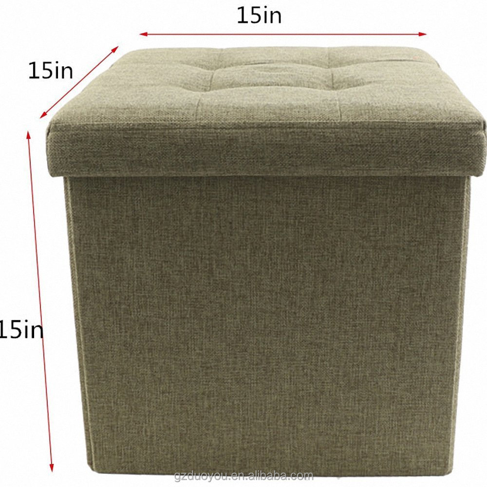 Offre Spéciale Tabouret Gonflable Carré Carré Pliable Moderne Lin Pouf de Rangement En Tissu