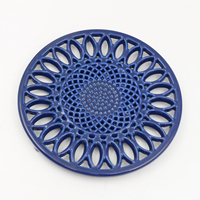 Plaque chauffante ronde en fonte émaillée bleue résistante à la chaleur pour casseroles et poêles, plaque chauffante robuste résistante à la chaleur