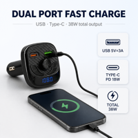 Lecteur MP3 portable pour voiture, chargeur de téléphone pour voiture, lecture de chansons avec lumière LED, chargeur portable universel pour voiture