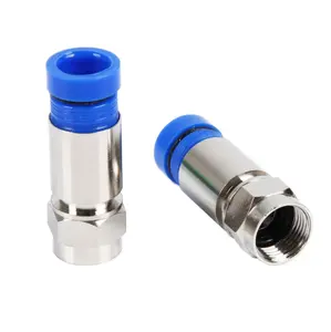 Highfly Catv Bnc Male To Compression Connector Rf Rg6 Coaxial Plug Conector Rg6 F Type Cable Connector For Tv