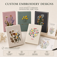 Cuaderno de Tapa Dura con Tela de Lino Bordada Personalizada, A5/A6, 100 Hojas, Cosido con Hilo, Cuaderno Floral Personalizado para Regalo
