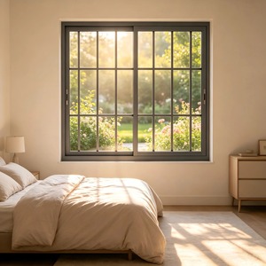 Fenêtre coulissante en aluminium thermolaqué avec <span class=keywords><strong>grille</strong></span> en alliage d'aluminium, couleur personnalisée pour projet de villa - Product Image 3