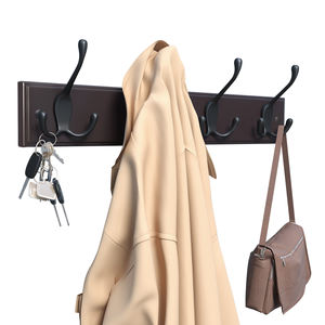 <span class=keywords><strong>SONGMICS</strong></span> – porte-manteau mural marron foncé avec 4 crochets triples pour vêtements, porte-manteau pour l'entrée, la salle de bain, le placard et la salle de bain - Product Image 1