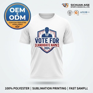 <span class=keywords><strong>Camisetas</strong></span> Promocionales Económicas al por Mayor para Campañas Electorales, de Secado Rápido, Transpirables, Cuello Redondo, Manga Corta, Unisex, Poliéster/Algodón, para Campañas Presidenciales - Product Image 1