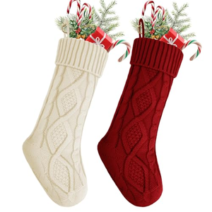 Factory Direct Wholesale <b>Personalized</b> Knitted Christmas <b>Stockings</b> with Colorful <b>Embroidered</b> Winter Santa for Family Gifts - Product Image 1