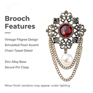 Broche personnalisable en perles et filigrane avec chaîne et pompon pour femmes, idéale pour costumes, manteaux, robes, foulards et tenues de cérémonie - Product Image 4