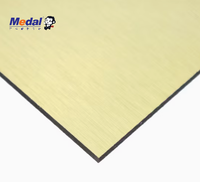 Panel compuesto de aluminio de alto brillo personalizado para pared, techo y gabinete dorado plateado cepillado Acm Dibond