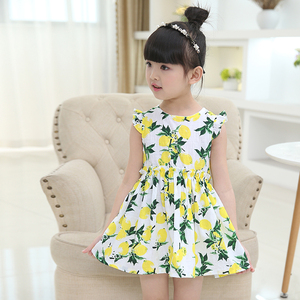 Hot New Products for 2017 Korean Cute Names of Girls <b>Lemon</b> <b>Printing</b> <b>Dresses</b> - Product Image 2