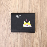 Koreanische japanische Art Cartoon Little Dog Lady kurze Geldbörse Trifold Coin Wallet für Mädchen Studenten